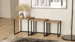 Ensemble De Tables Gigognes élégantes | 100% Mélaminé | Pin Atlantique | 3 Pièces -Meubles Tables Et Chaises Shop 956LCS1205 20 204 65e9