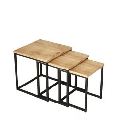 Ensemble De Tables Gigognes élégantes | 100% Mélaminé | Pin Atlantique | 3 Pièces -Meubles Tables Et Chaises Shop 956LCS1205 20 205 099c