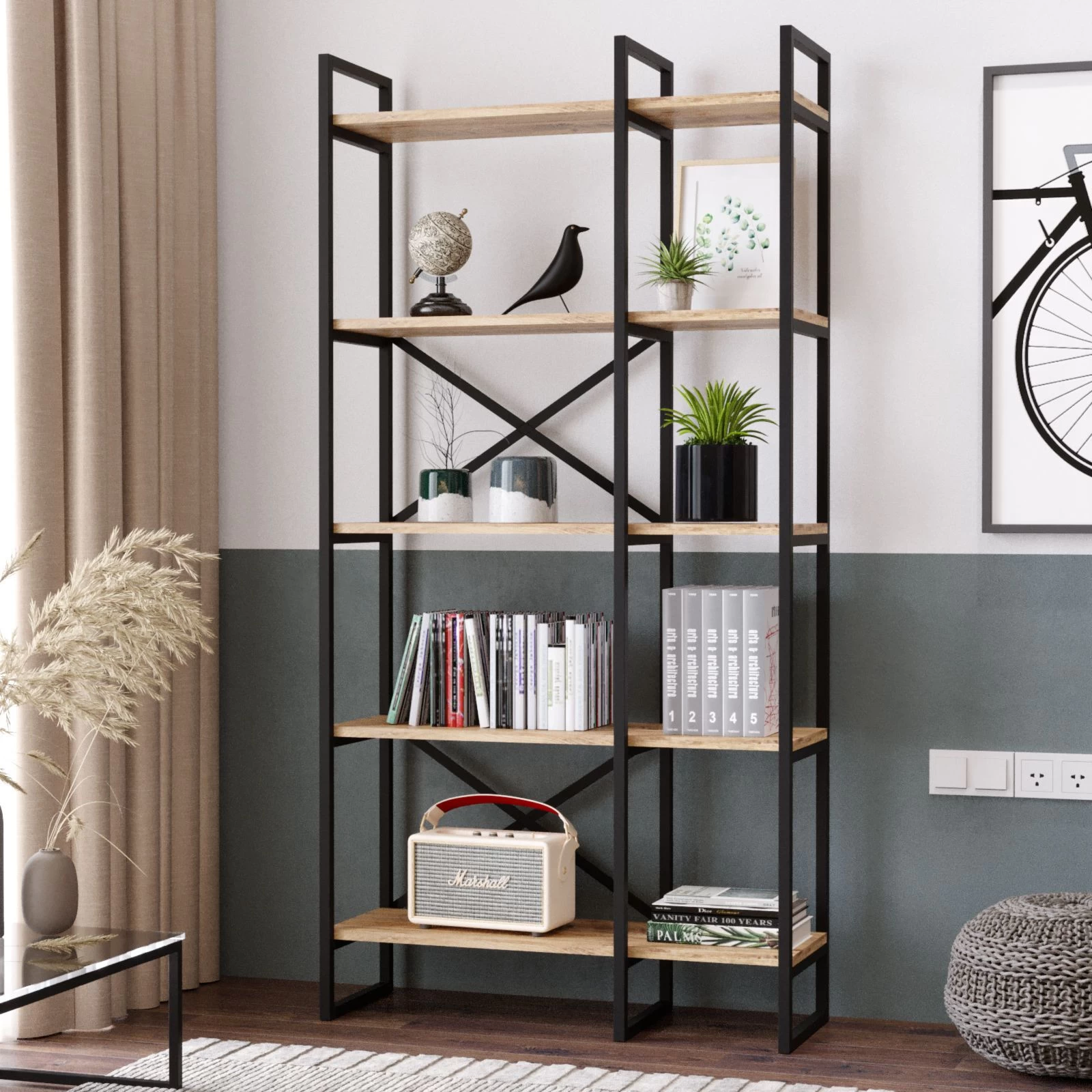 Bibliothèque Locelso" | Epaisseur 18mm | Cadre En Métal | Pin Atlantique 1 Bibliothèque Locelso" | Epaisseur 18mm | Cadre En Métal | Pin Atlantique