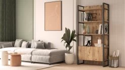 Bibliothèque Locelso" | 100% Mélamine | Cadre Métal | Pin Atlantique -Meubles Tables Et Chaises Shop 956LCS1419 20 203 1468