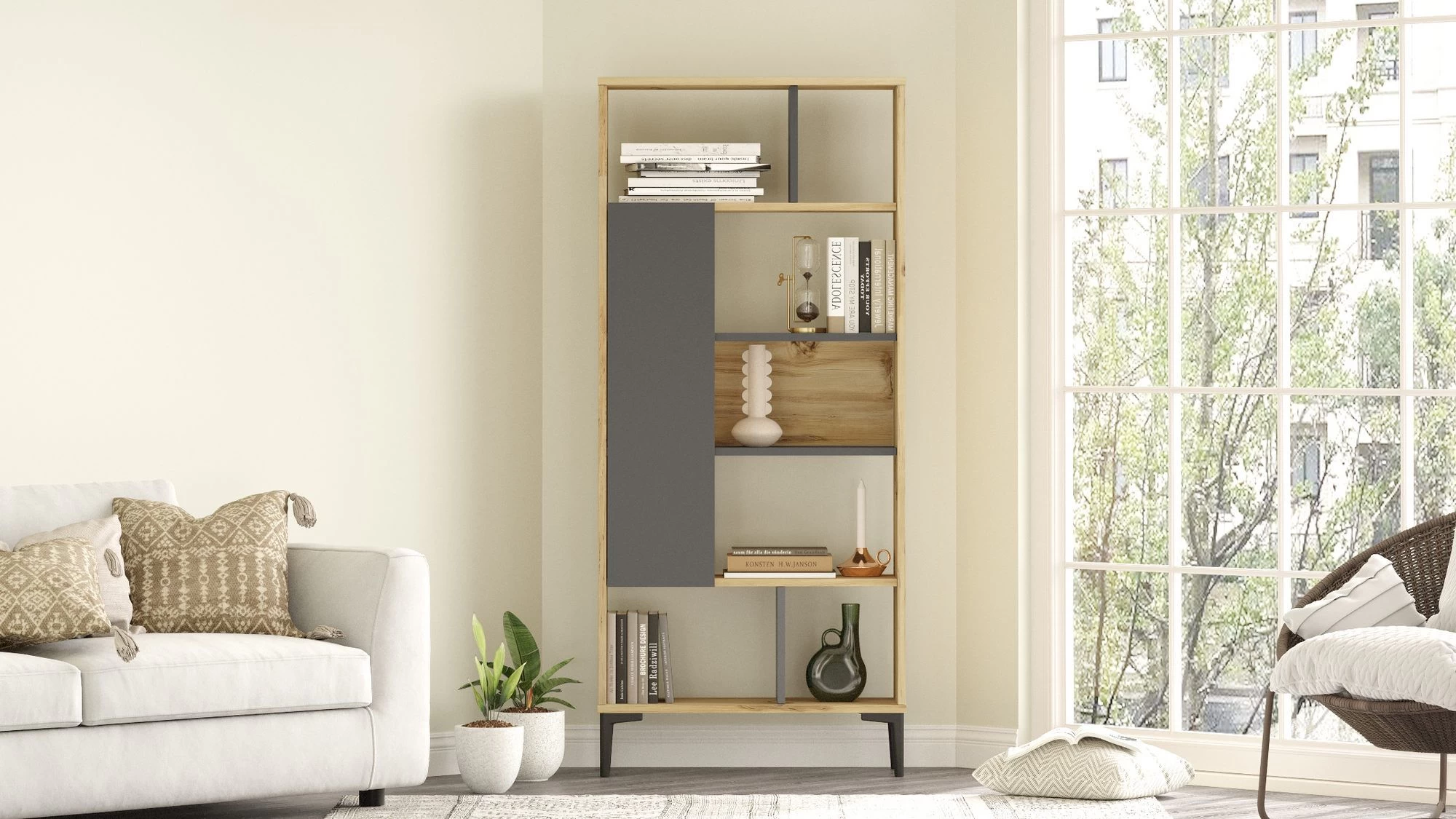 Bibliothèque Locelso | 72x163 Cm | Anthracite 5 Bibliothèque Locelso | 72x163 Cm | Anthracite – Image 5