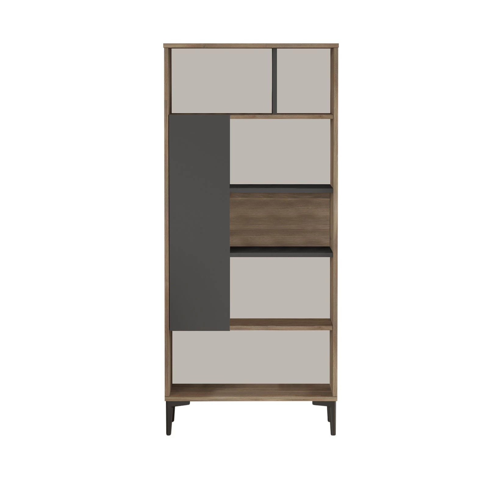 Bibliothèque Locelso" | 18mm D'épaisseur | Pieds En Plastique | 72cm L X 163cm H | Marron Anthracite 2 Bibliothèque Locelso" | 18mm D'épaisseur | Pieds En Plastique | 72cm L X 163cm H | Marron Anthracite – Image 2