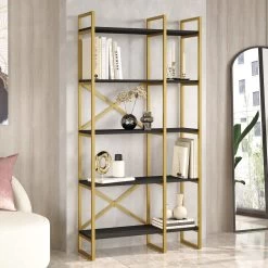 Locelso Bookshelf | 18mm Thickness | Black Gold