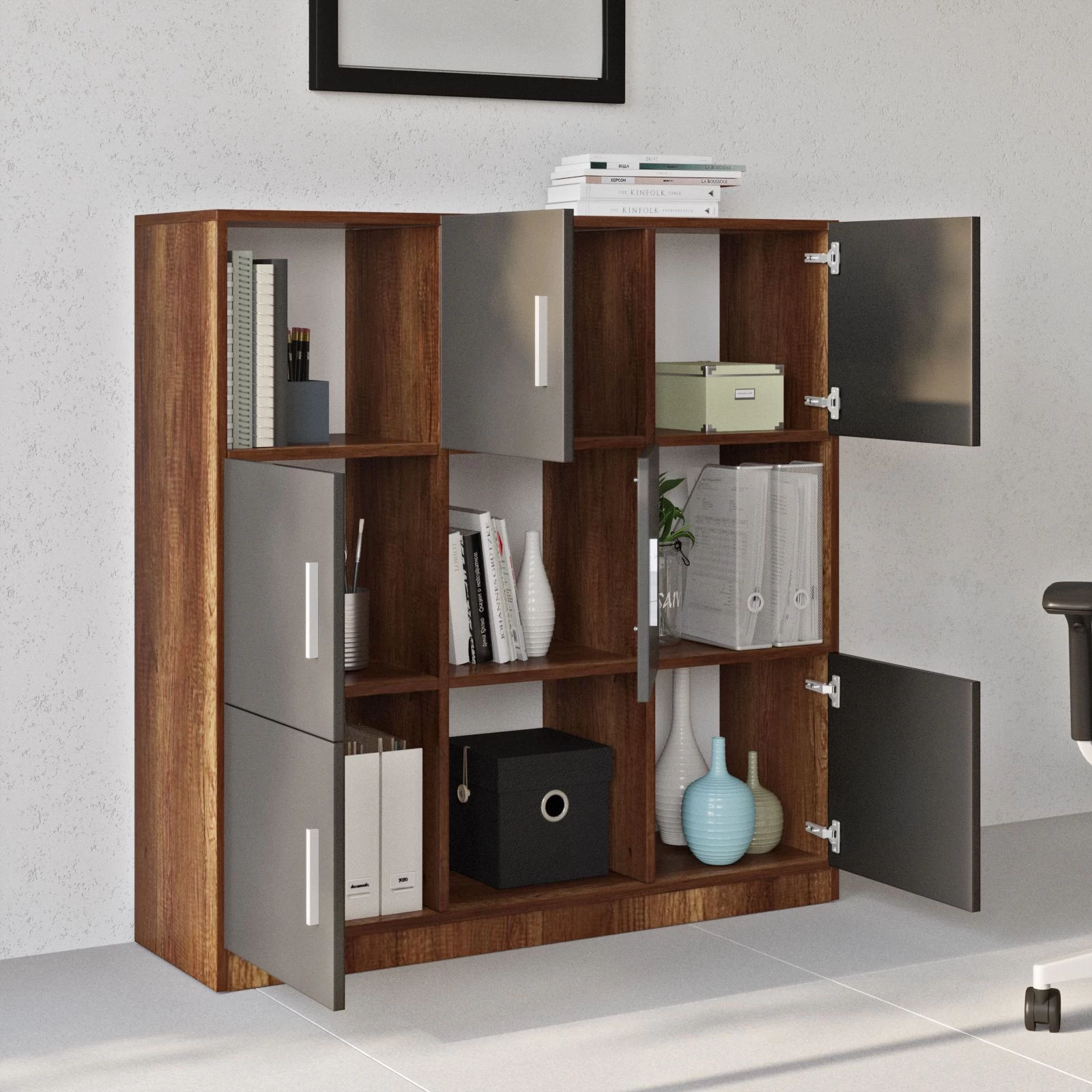 Locelso Cabinet | 100% Mélamine | Epaisseur 18mm | Noyer Anthracite 4 Locelso Cabinet | 100% Mélamine | Epaisseur 18mm | Noyer Anthracite – Image 4