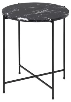 Table D'appoint Avila Ø42 Cm - Marbre Artificiel/noir