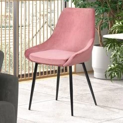 Chaise Mirano Métal/velours - Rose