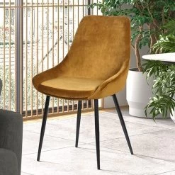 Chaise Mirano Métal/velours - Or