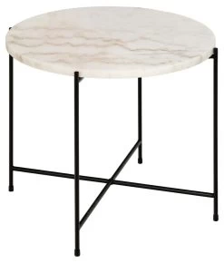 Table D'appoint Avila Ø52 Cm - Marbre Blanc/noir