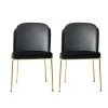 Ensemble De Chaises Modernes En Velours (2 Pièces) | Élégant Et Confortable | Cadre : Métal | Siège : Velours | Dossier : Contreplaqué | Couleur : Noir Or