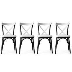 Ensemble De Chaises Lenn - Structure 100% Métal - Assise En Cuir PU - Blanc