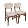 Vella Chair Set (2 Pcs) | 100% Wooden Frame | Velvet Fabric | Walnut Beige