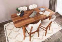 Vella Chair Set (2 Pcs) | 100% Wooden Frame | Velvet Fabric | Walnut Beige -Meubles Tables Et Chaises Shop 974NMB1197 20 204 8480