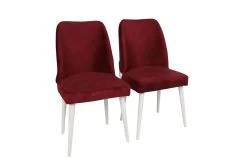 Ensemble De Chaises Vella | Structure 100% METAL | Velours/Faux Cuir | Rouge/Blanc
