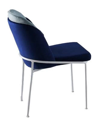 Vella Chair Set | 4 Pieces | Metal Frame | Velvet Fabric Seat | Dark Blue White 1 Vella Chair Set | 4 Pieces | Metal Frame | Velvet Fabric Seat | Dark Blue White