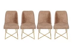 Ensemble De Chaises Vella | Structure En Métal | Siège En Velours/faux Cuir | Brun Doré -Meubles Tables Et Chaises Shop 974NMB1217 20 204 1042