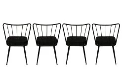 Kieran 4-Piece Metal Chair Set | Velvet Fabric And Metal | Black -Meubles Tables Et Chaises Shop 974NMB1221 20 203 39f2