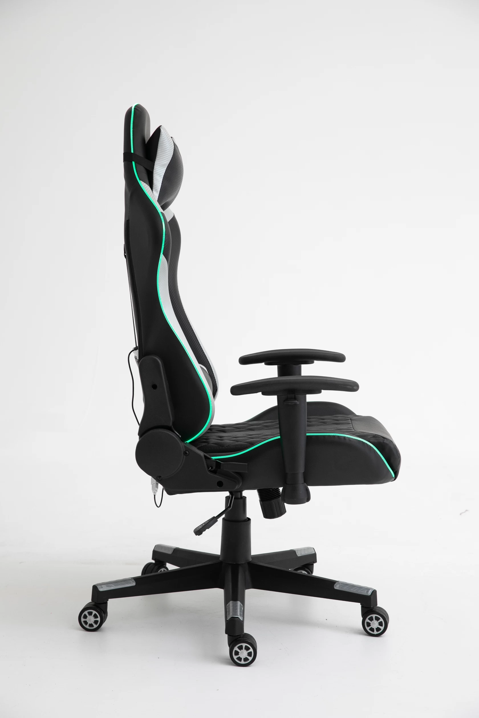 Chaise Gamer Nate Avec LED - Argent/noir 6 Chaise Gamer Nate Avec LED - Argent/noir – Image 6