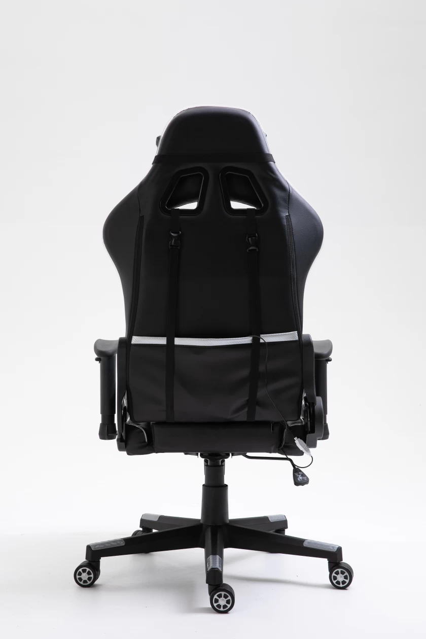 Chaise Gamer Nate Avec LED - Argent/noir 4 Chaise Gamer Nate Avec LED - Argent/noir – Image 4