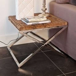 RICHMOND Table D'appoint Kensington 60x60cm - Brun/argent