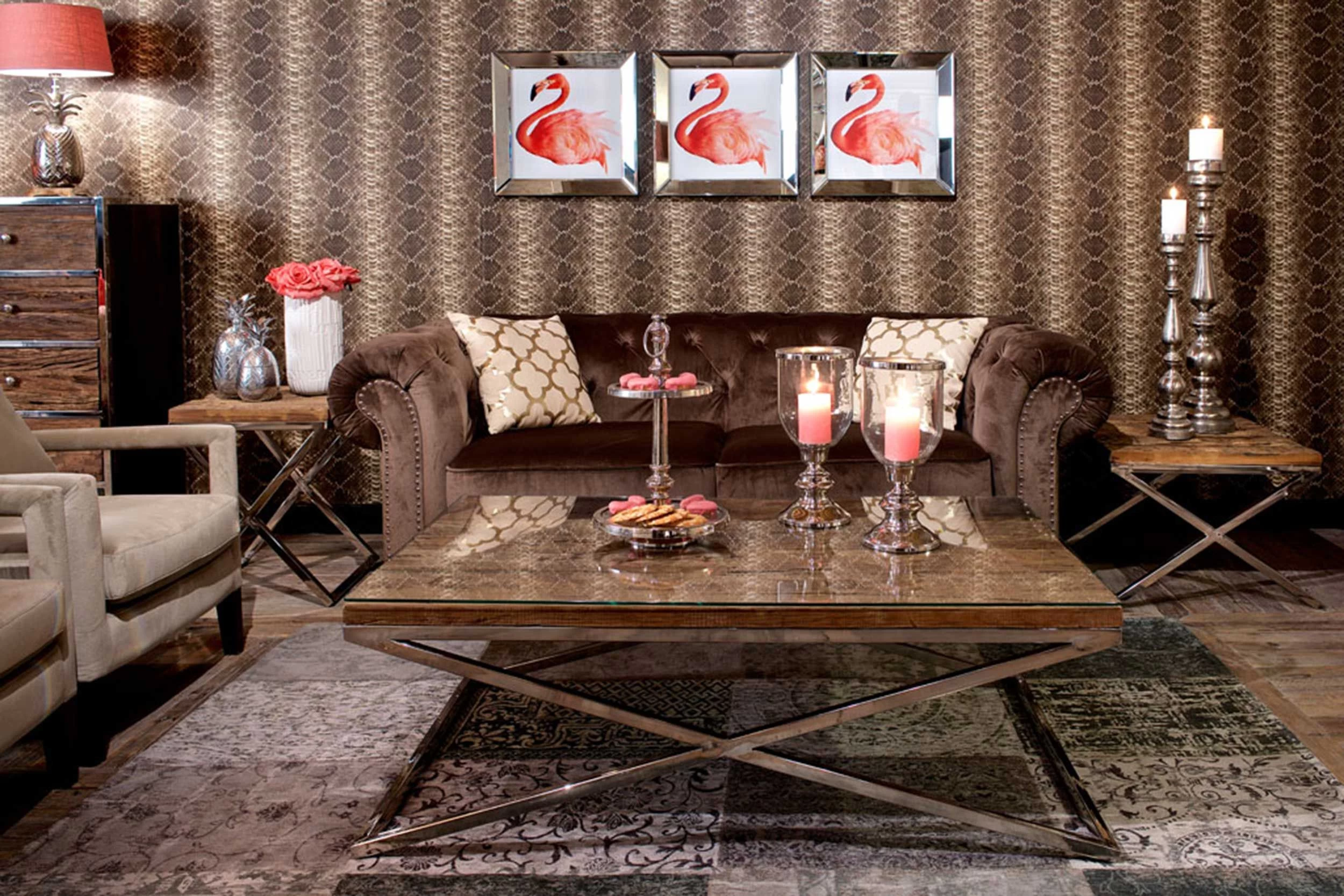 RICHMOND Table D'appoint Kensington 60x60cm - Brun/argent 3 RICHMOND Table D'appoint Kensington 60x60cm - Brun/argent – Image 3