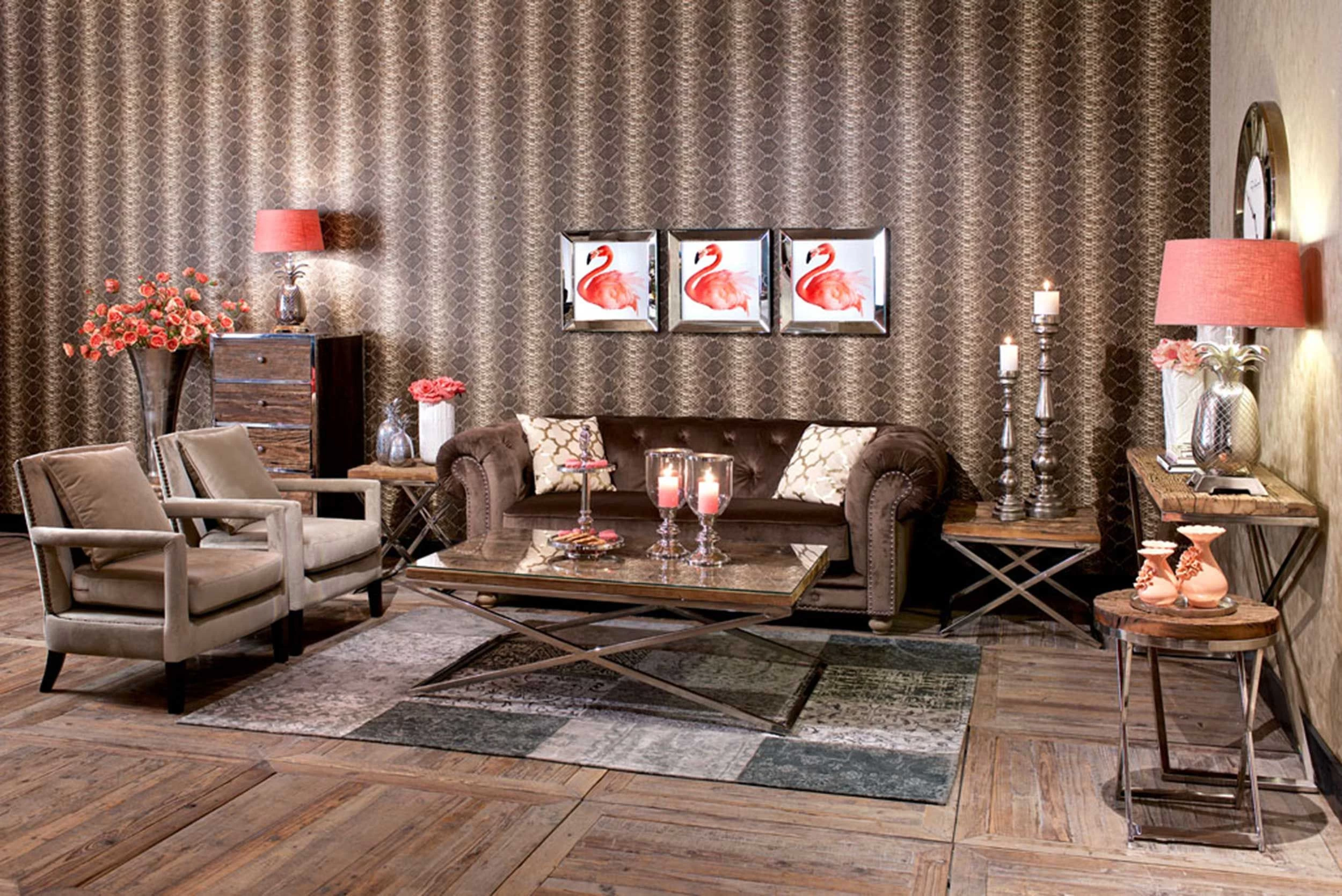 RICHMOND Table D'appoint Kensington 60x60cm - Brun/argent 2 RICHMOND Table D'appoint Kensington 60x60cm - Brun/argent – Image 2