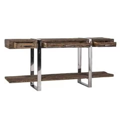 RICHMOND Bibliothèque Kensington 140cm 5 étagères - Brun/argent -Meubles Tables Et Chaises Shop 9872 3 ad99