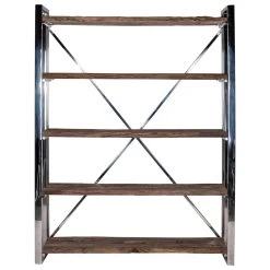 RICHMOND Bibliothèque Kensington 140cm 5 étagères - Brun/argent -Meubles Tables Et Chaises Shop 9872 5 e659