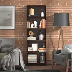Bibliothèque Finna 57cm 5 étagères - Brun Foncé