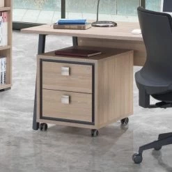 Caisson De Bureau Acila 50x55x50cm, 2 Tiroirs - Décor En Chêne