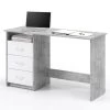 Bureau Adriano 123cm 3 Tiroirs - Béton/blanc