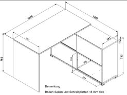 Bureau D'angle Tyson 120 X 120cm - Anthracite/chêne -Meubles Tables Et Chaises Shop Afbeelding2 a2f8