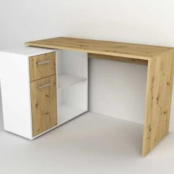 FMD Bureau D'angle Albrecht 117cm - Chêne Artisan/blanc