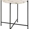 Table D'appoint Avila Ø42 Cm - Marbre Blanc/noir