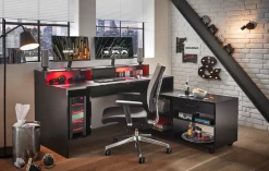 Bureau Gaming Tudi éclairage Compris - Noir -Meubles Tables Et Chaises Shop BGBC 39 264 18.2 79d4