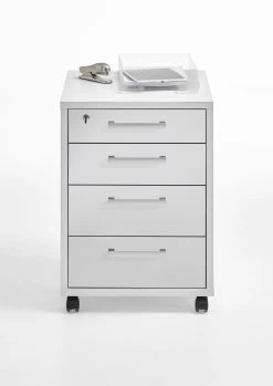 FMD Caisson à Tiroirs Gabi - Blanc Brillant -Meubles Tables Et Chaises Shop Calvia 4 Brillantwei frontal 7868