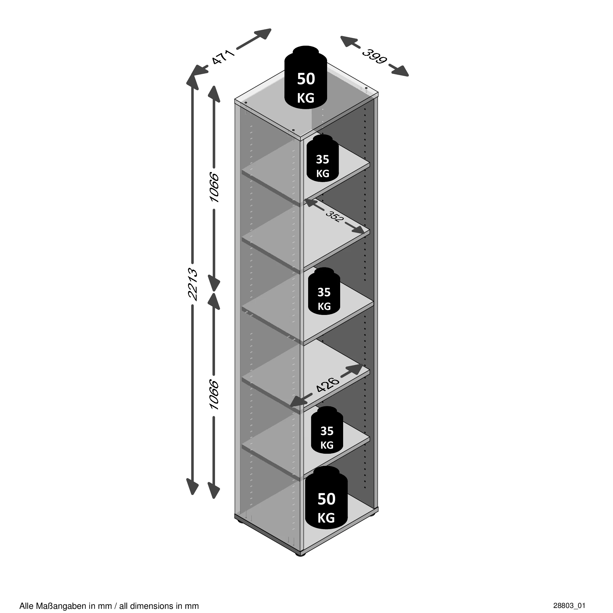 FMD Bibliothèque Gabi étroite à 6 Niches - Chêne Vieilli 3 FMD Bibliothèque Gabi étroite à 6 Niches - Chêne Vieilli – Image 3