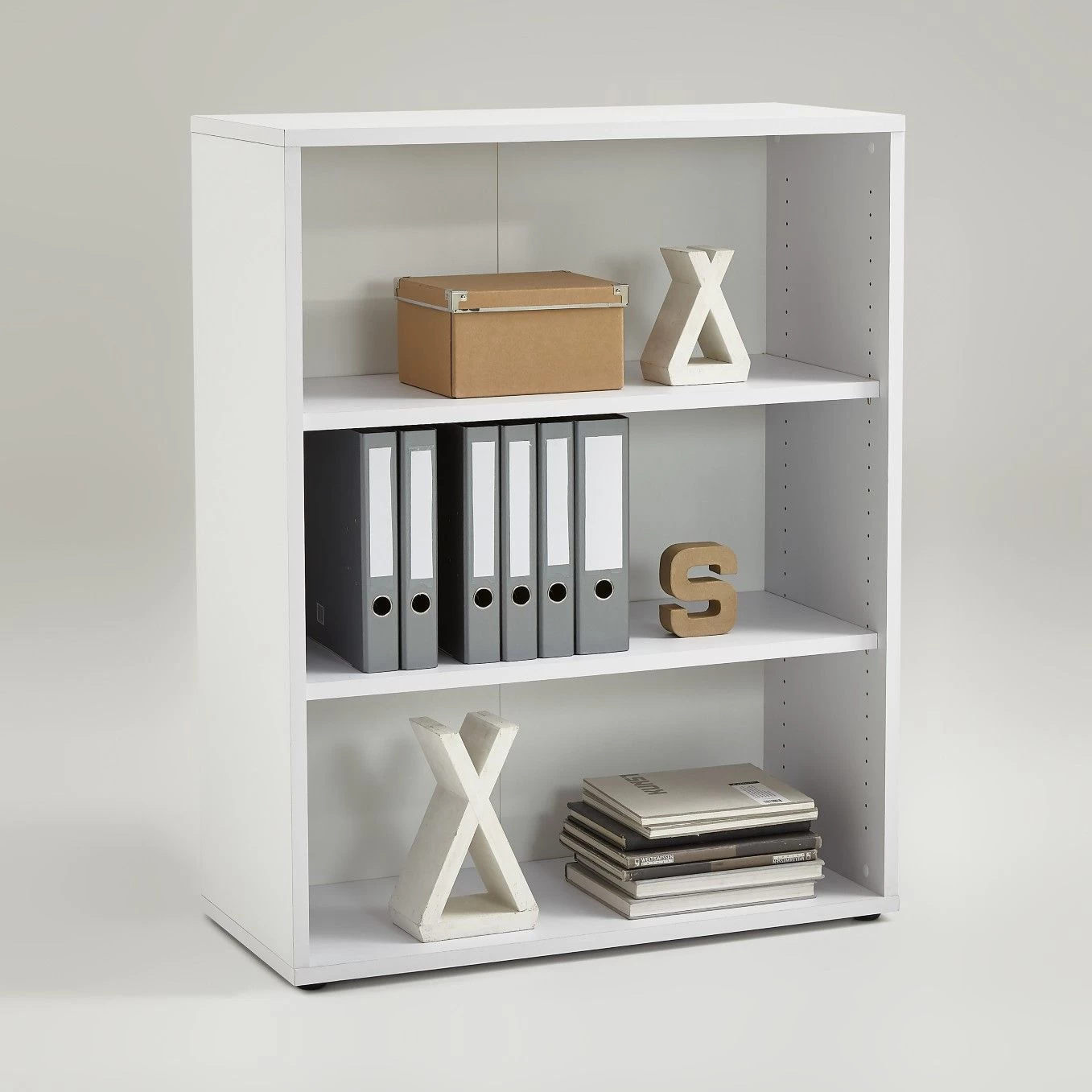 FMD Bibliothèque Gabi-3 Compartiments Bas Et Large-blanc Brillant 1 FMD Bibliothèque Gabi-3 Compartiments Bas Et Large-blanc Brillant