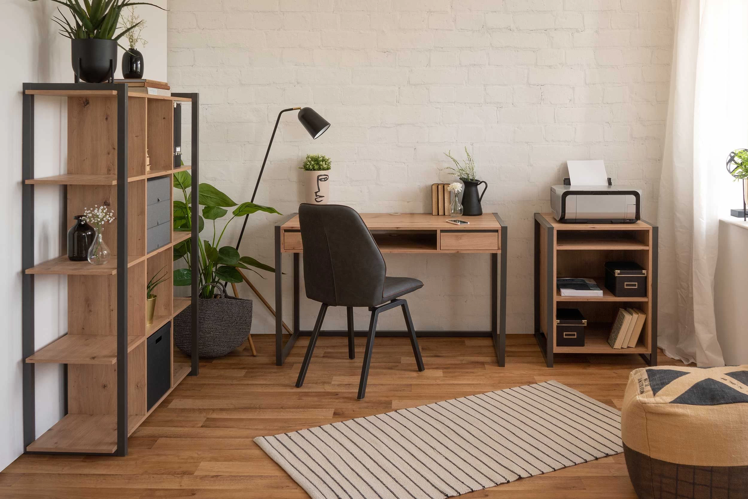 Bureau Damon 120cm 2 Tiroirs - Chêne/anthracite 8 Bureau Damon 120cm 2 Tiroirs - Chêne/anthracite – Image 8