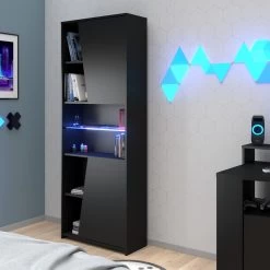 Bibliothèque Gaming 67cm Avec Bande LED - Noir