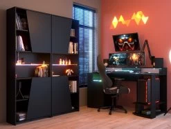 Bibliothèque Gaming 67cm Avec Bande LED - Noir -Meubles Tables Et Chaises Shop GAMING 6940 BI2P STAT RED DOUBLE e0a2