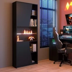 Bibliothèque Gaming 67cm Avec Bande LED - Noir -Meubles Tables Et Chaises Shop GAMING 6940 BI2P STAT RED 1 f567