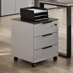 Caisson à Tiroirs Anaelle - Blanc/noyer