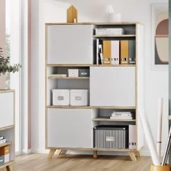 Armoire De Rangement Hercules 120cm Avec 3 Portes - Blanc/chêne