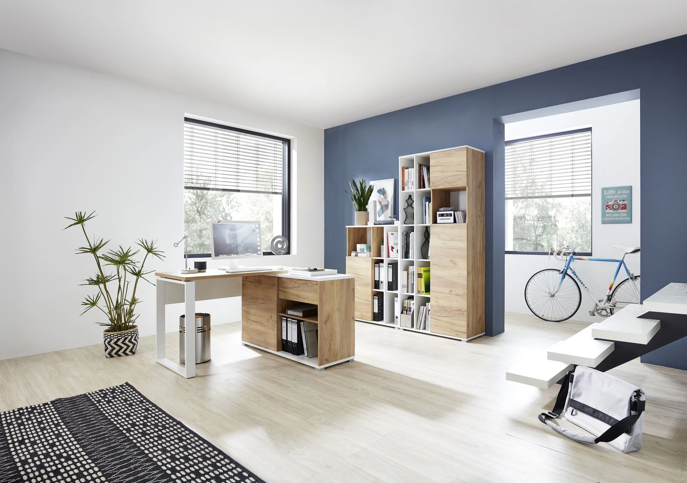 Bureau D'angle Lloris 117x120cm - Blanc/chêne 6 Bureau D'angle Lloris 117x120cm - Blanc/chêne – Image 6