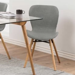 Chaise En Tissu Tilda Avec Pieds Obliques - Gris Clair/chêne