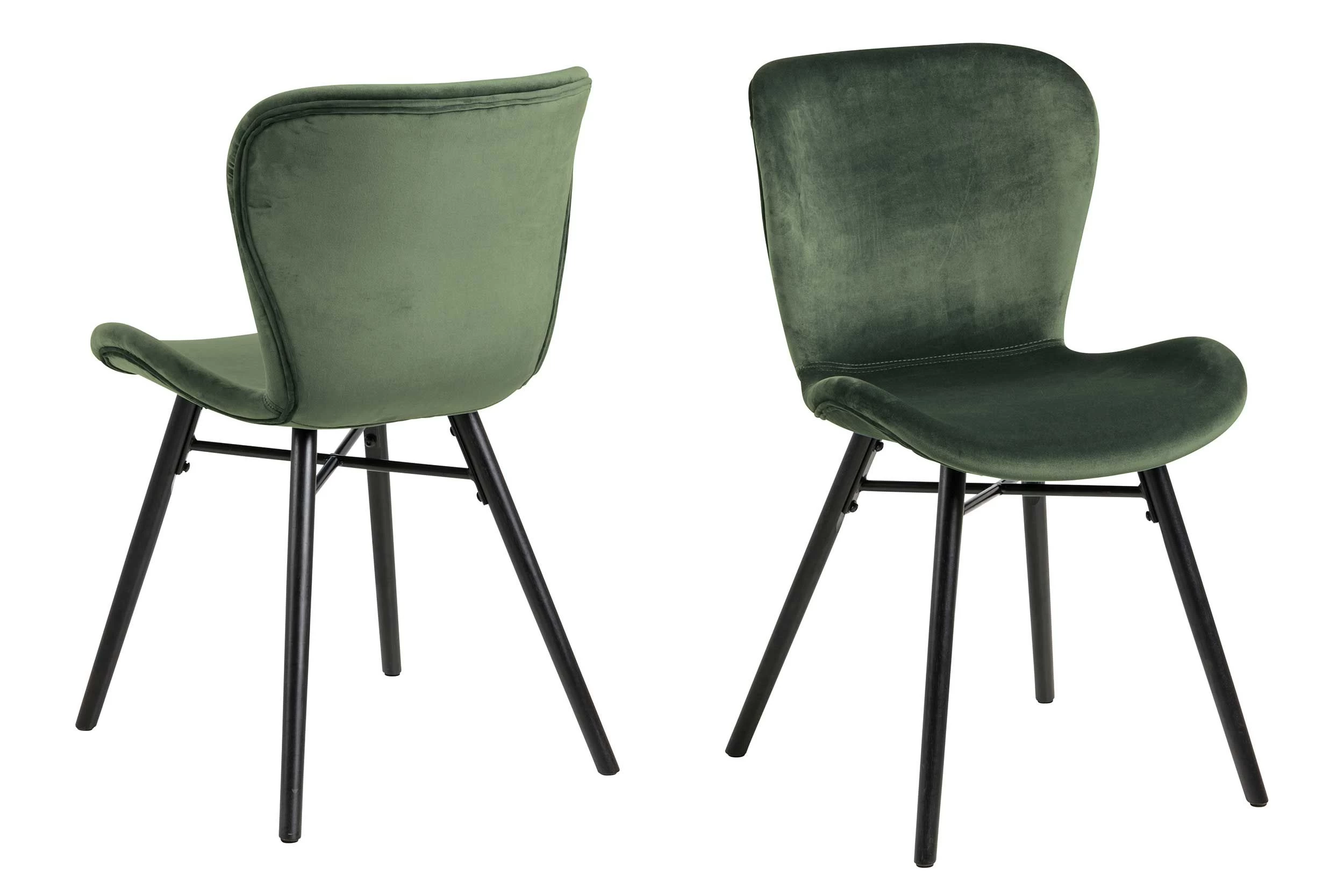 Chaise En Velours Tilda Avec Pieds Obliques - Vert Forêt/noir 1 Chaise En Velours Tilda Avec Pieds Obliques - Vert Forêt/noir