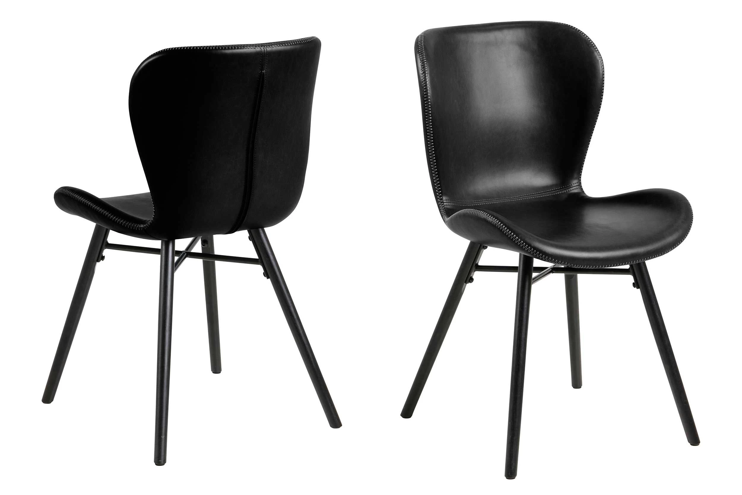 Chaise En Similicuir Tilda Avec Pieds Obliques - Noir 1 Chaise En Similicuir Tilda Avec Pieds Obliques - Noir