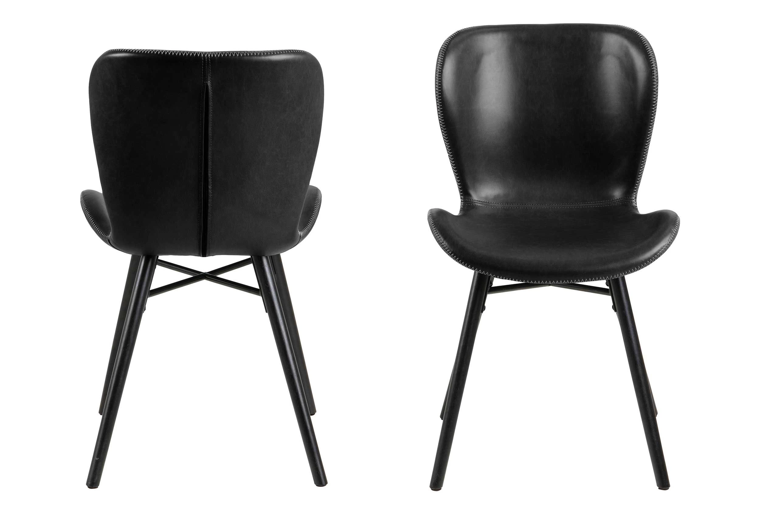 Chaise En Similicuir Tilda Avec Pieds Obliques - Noir 2 Chaise En Similicuir Tilda Avec Pieds Obliques - Noir – Image 2