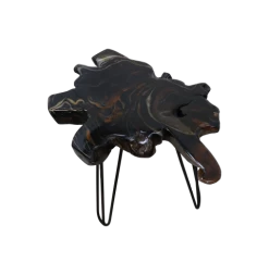 Table D'appoint Lilianne Bois De Teck Tronc D'arbre-noir/époxy