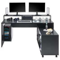 Bureau Gaming Tudi éclairage Compris - Noir -Meubles Tables Et Chaises Shop Highscore 3 Schreibtisch Schwarz Detail Beleuchtung 39 264 18 18 5f55